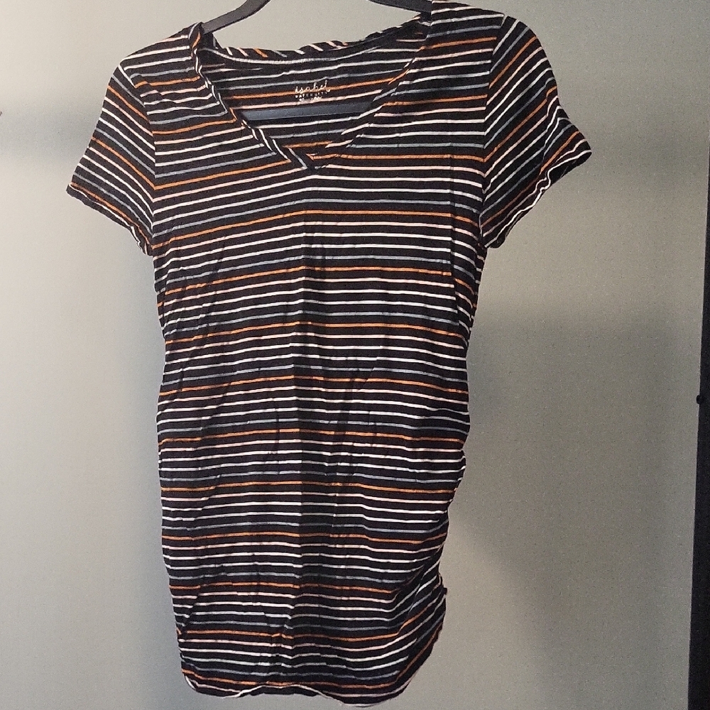 Isabel Maternity Blue and White Fitted Ribbed T-Shirt